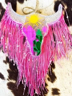 Hand Painted Steer Sunset Fringe Freshie