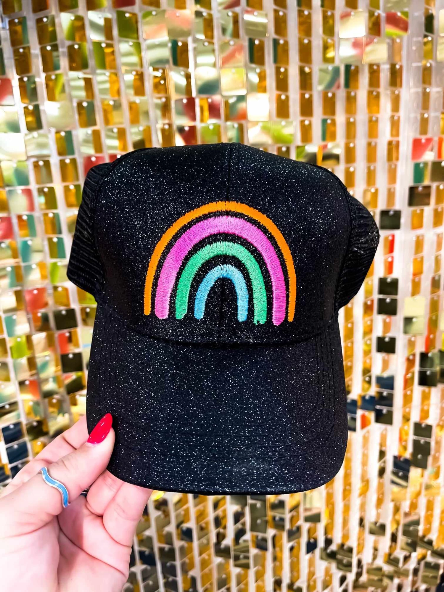 Taste The Rainbow Black Glitter Hat 1 Taste The Rainbow Black Glitter Hat