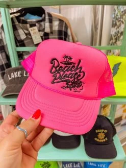 Neon Pink Beach Please Trucker Hat