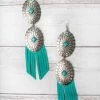 Buck Off Cowgirl Fringe Earrings - Turquoise