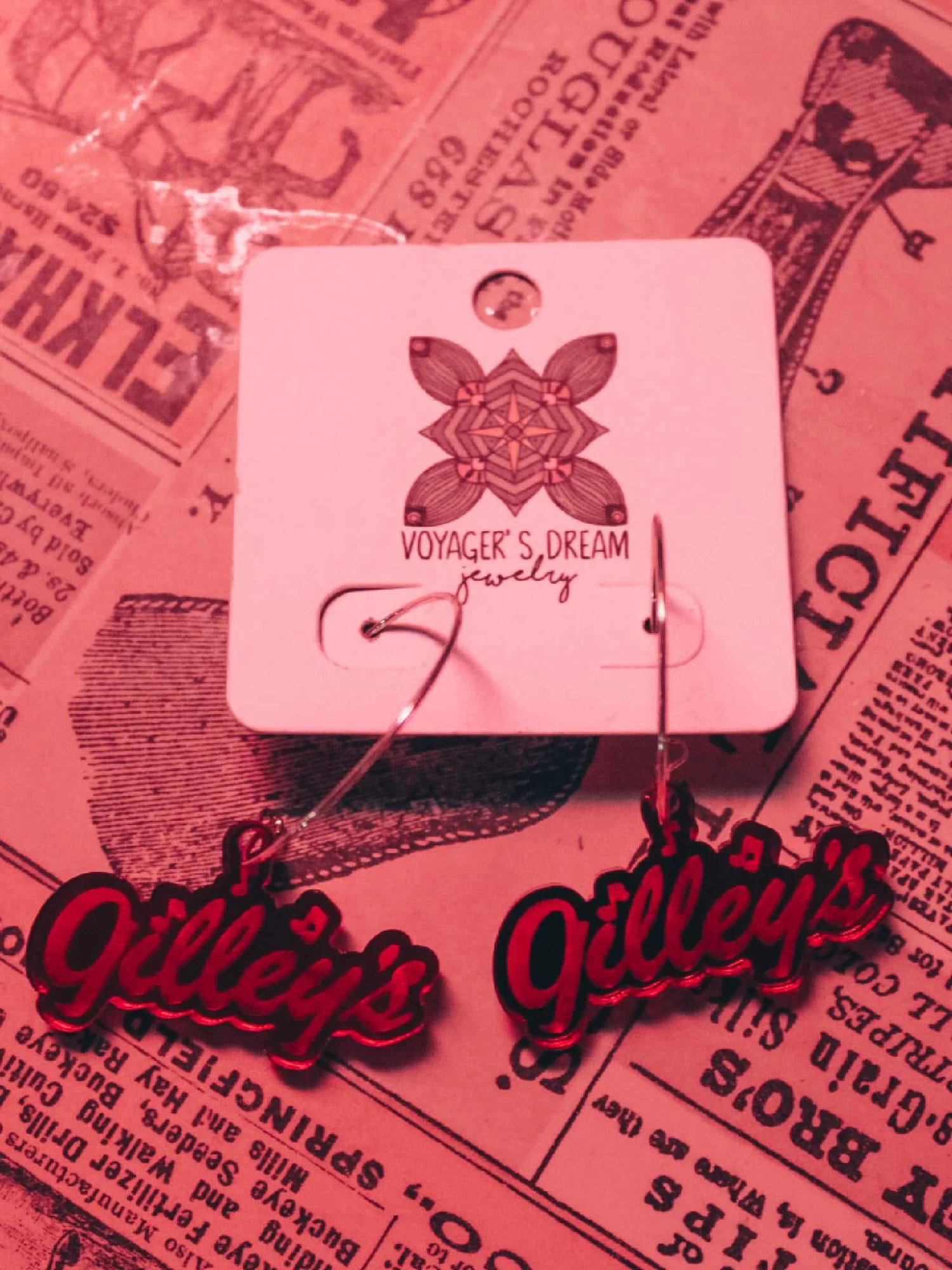 Red Gilleys Logo Earrings 1 Red Gilleys Logo Earrings