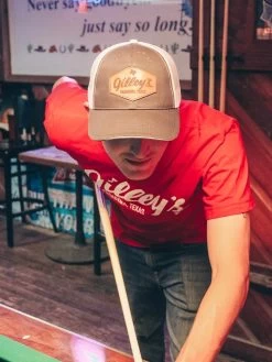 Gilleys Black Hat With Leather Patch