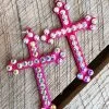 Hot Pink Cross Earring- Iridescent