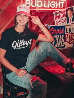 Gilleys Pink Trucker Hat -Accessories Sale Store GILLEYLOGO BLK 1 290275f3 17a7 4e32 9aaa f6f87aa751d4