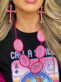 Boho Hot Pink Iridescent Necklace