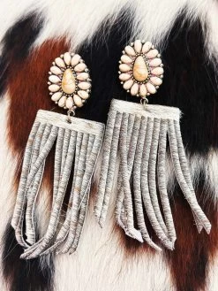 I'll Be Your Ranch Hand Concho Cowhide Earrings