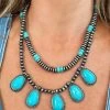 Charming Silver Turquoise Stone Necklace
