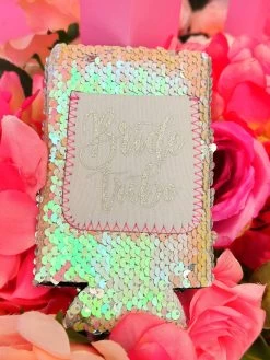 Bride Tribe Iridescent Sequin Slim Can Koozie