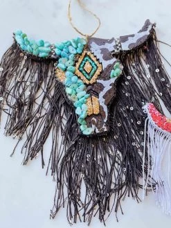 Teal Beaded Steer Freshie