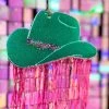 Teal Rhinestone Cowgirl Fringe Freshie