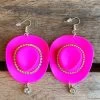 Pink Rhinestone Cowgirl Hat Earrings