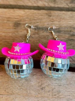 Disco Cowgirl Earrings - Pink