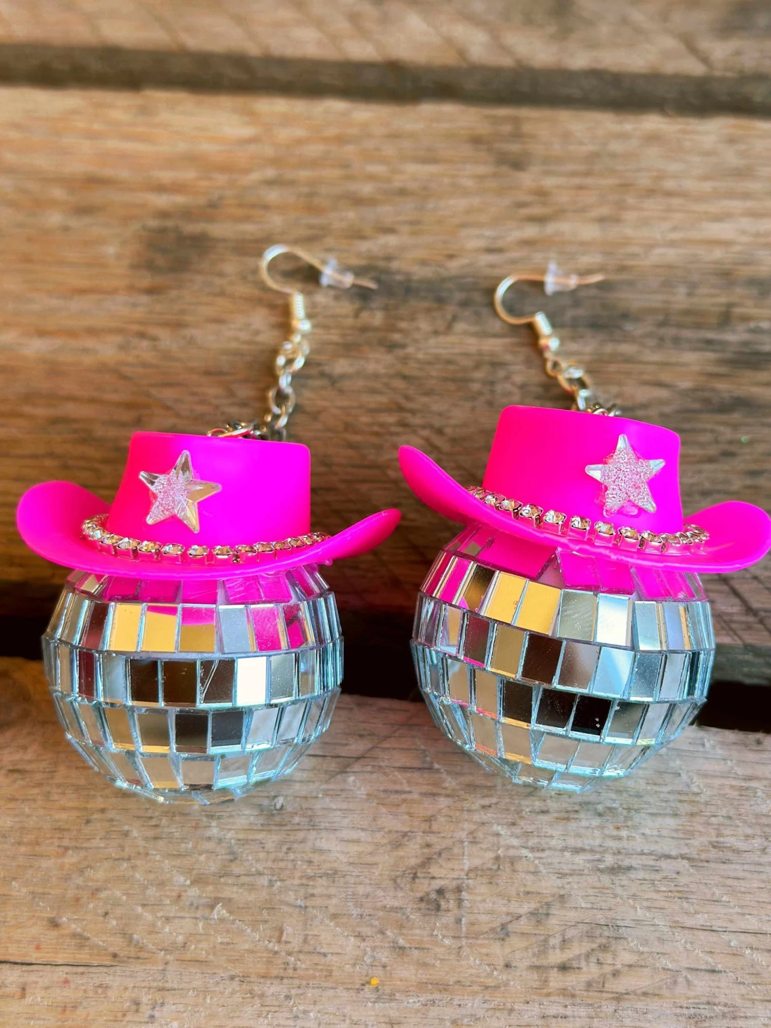 Disco Cowgirl Earrings - Pink 1 Disco Cowgirl Earrings - Pink