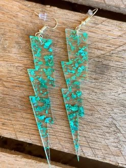 Big Bolt Earrings - Teal