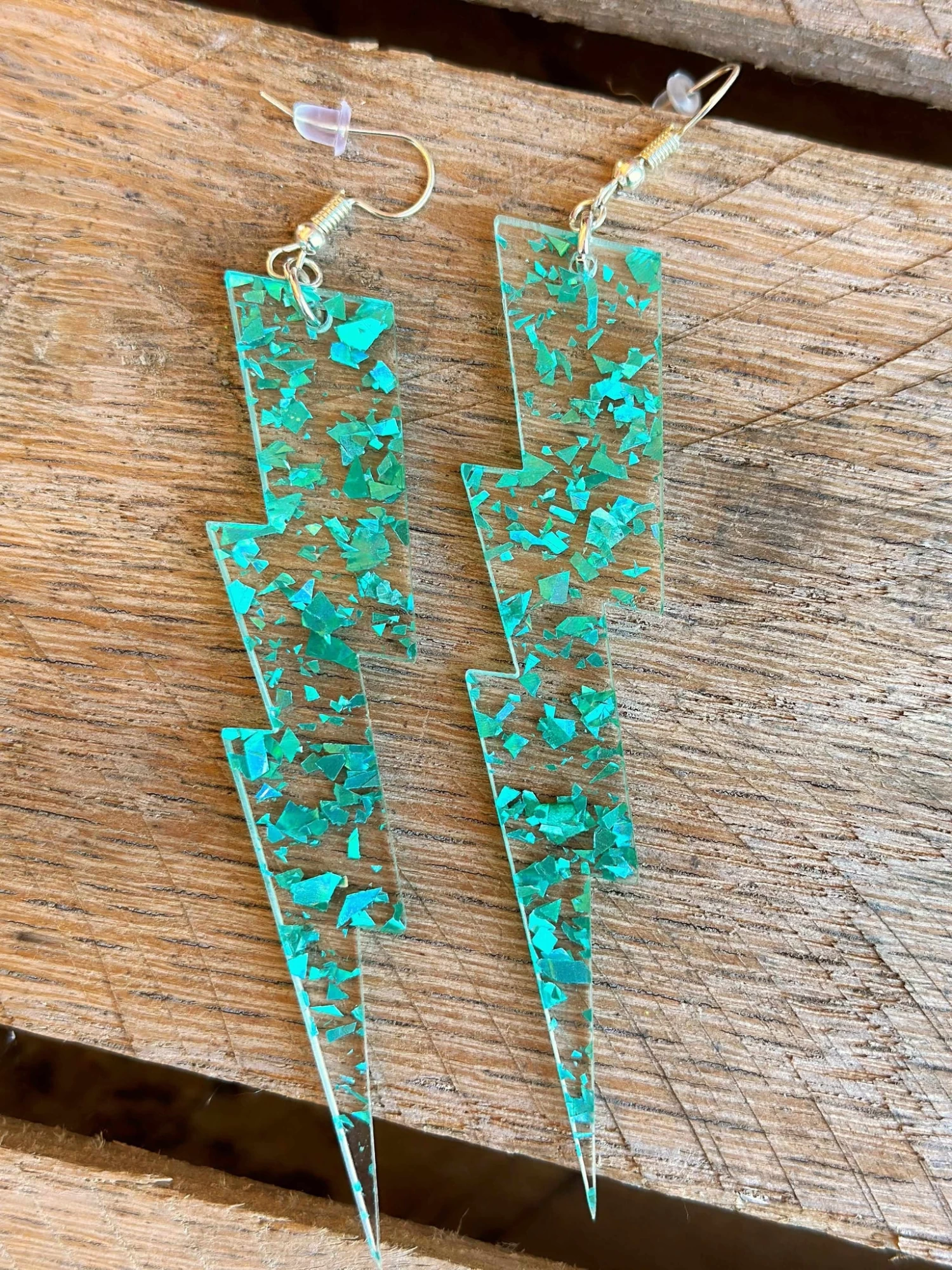 Big Bolt Earrings - Teal 1 Big Bolt Earrings - Teal