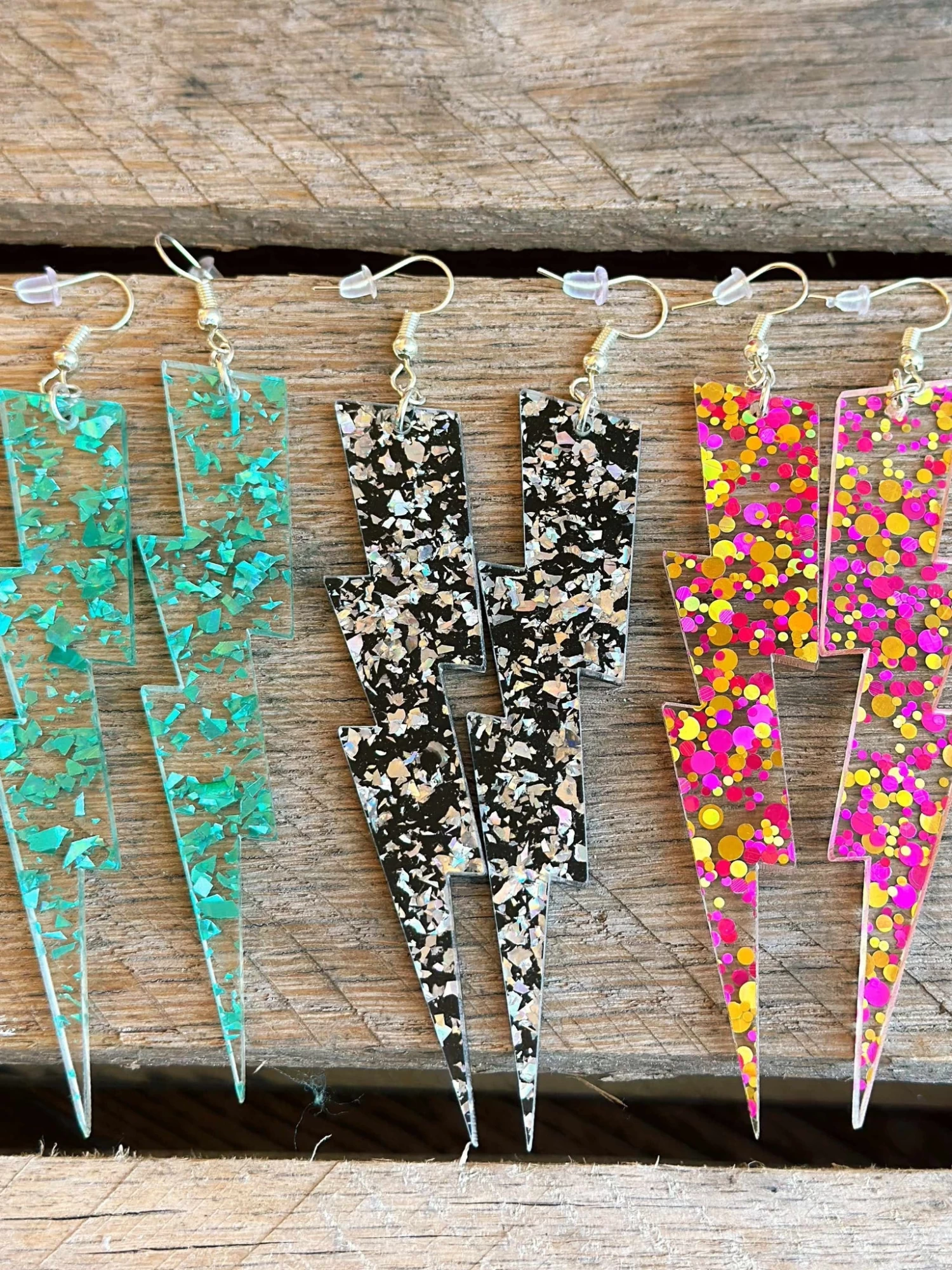 Big Bolt Earrings - Pink 2 Big Bolt Earrings - Pink - Image 2