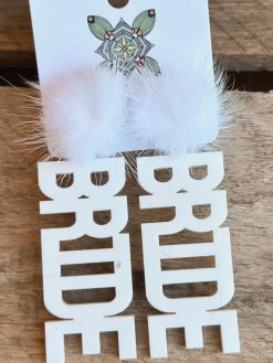 Here Comes The Bride Earrings - White With White Pom