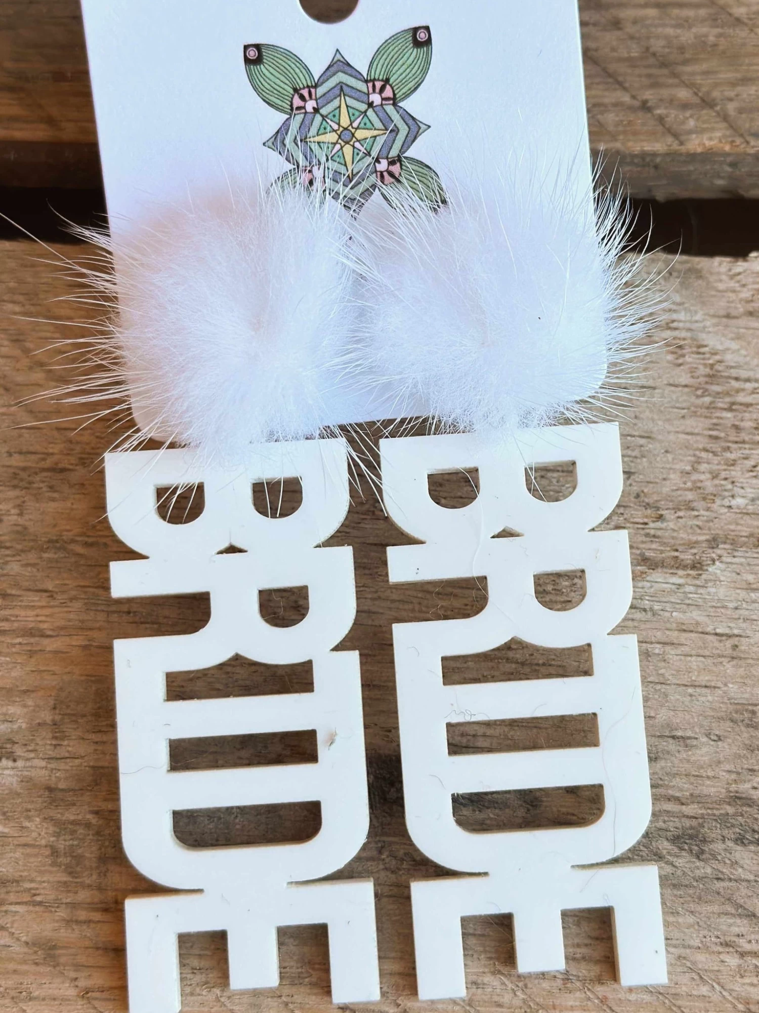 Here Comes The Bride Earrings - White With White Pom 1 Here Comes The Bride Earrings - White With White Pom