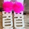 Here Comes The Bride Earrings - White Marble With Hot Pink Pom
