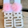 Here Comes The Bride Earrings - White Marble With Light Pink Pom