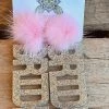 Here Comes The Bride Earrings - Silver Glitter With Light Pink Pom