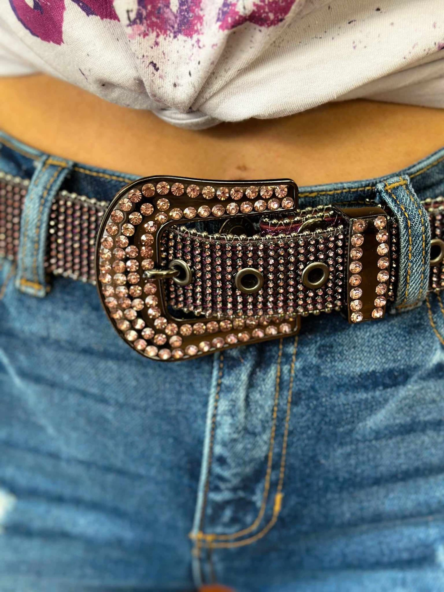 Rhinestone Cowgirl Belt - Purple 2 Rhinestone Cowgirl Belt - Purple - Image 2