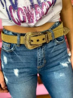 Accessories Sale Store 5 Rhinestone Cowgirl Belt - Gold
