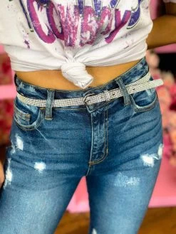 Accessories Sale Store 9 Disco Cowgirl Thin Belt - Silver