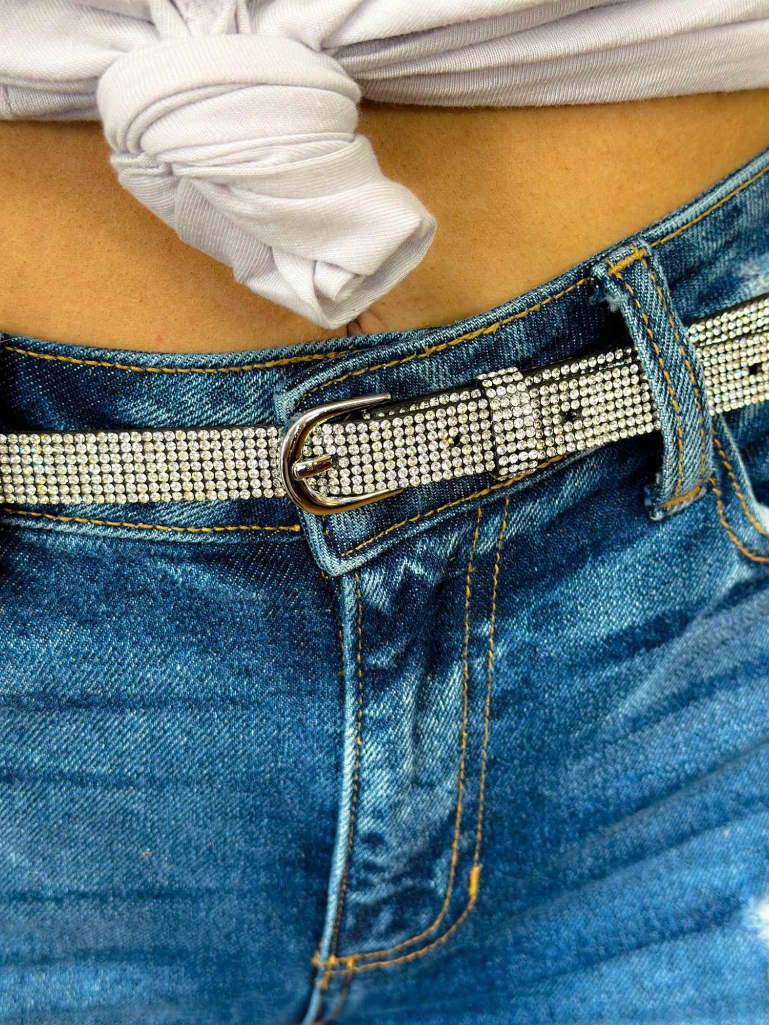 Disco Cowgirl Thin Belt - Silver 2 Disco Cowgirl Thin Belt - Silver - Image 2