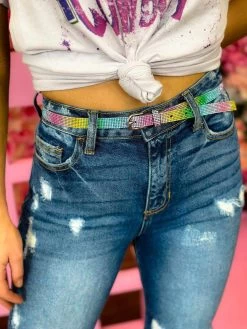 Accessories Sale Store 11 Disco Cowgirl Thin Belt - Rainbow