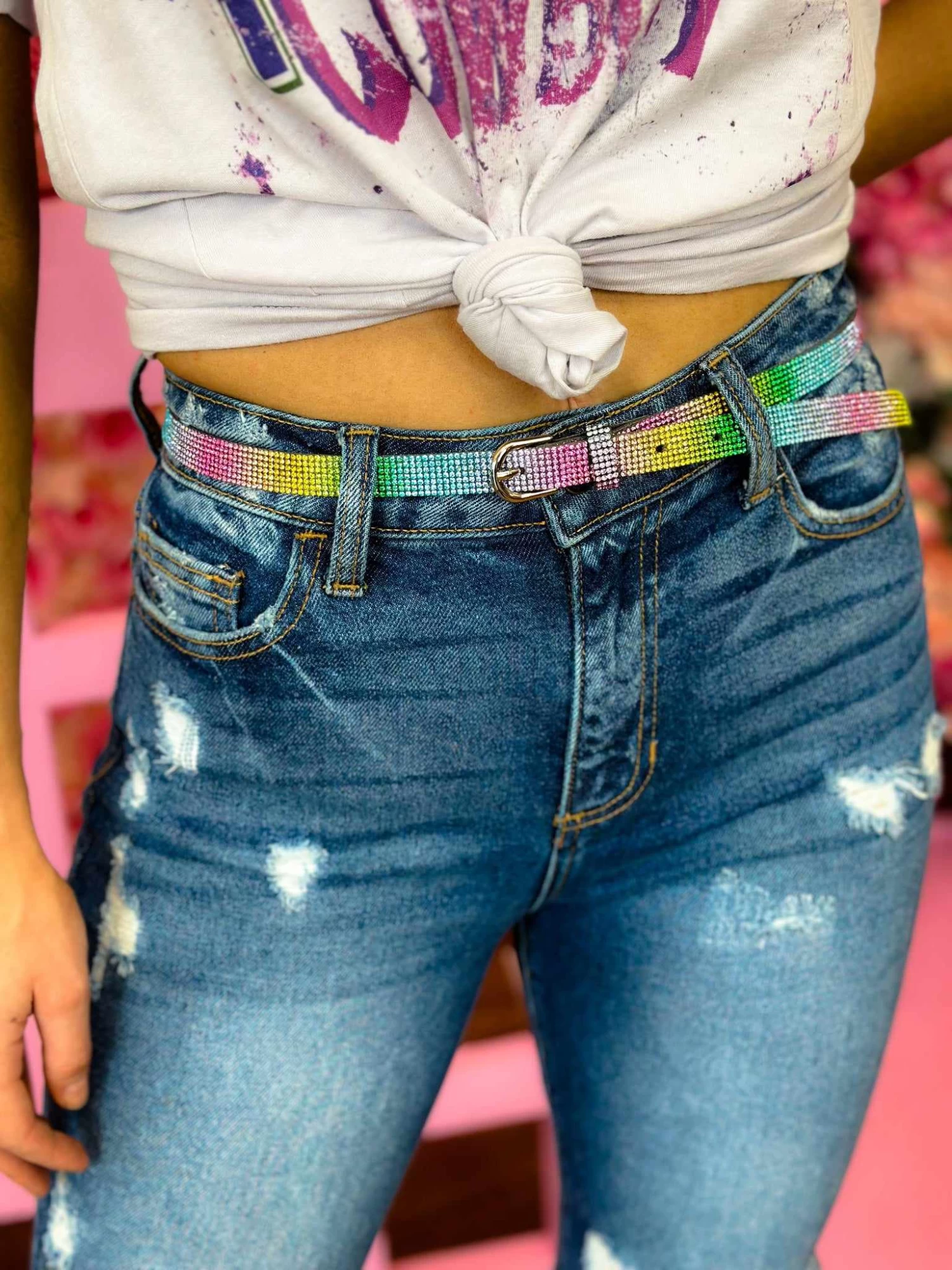 Disco Cowgirl Thin Belt - Rainbow 1 Disco Cowgirl Thin Belt - Rainbow