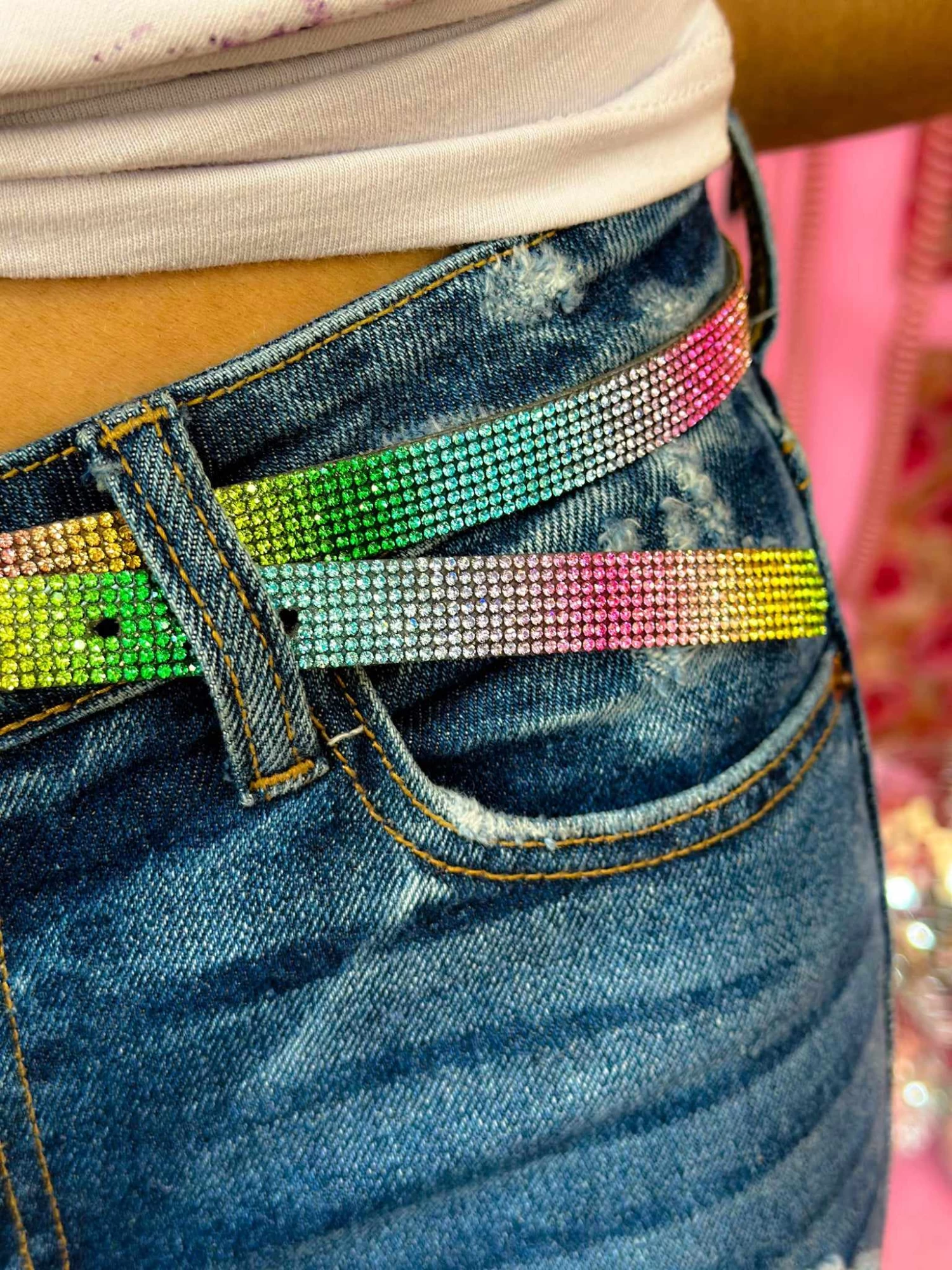 Disco Cowgirl Thin Belt - Rainbow 2 Disco Cowgirl Thin Belt - Rainbow - Image 2