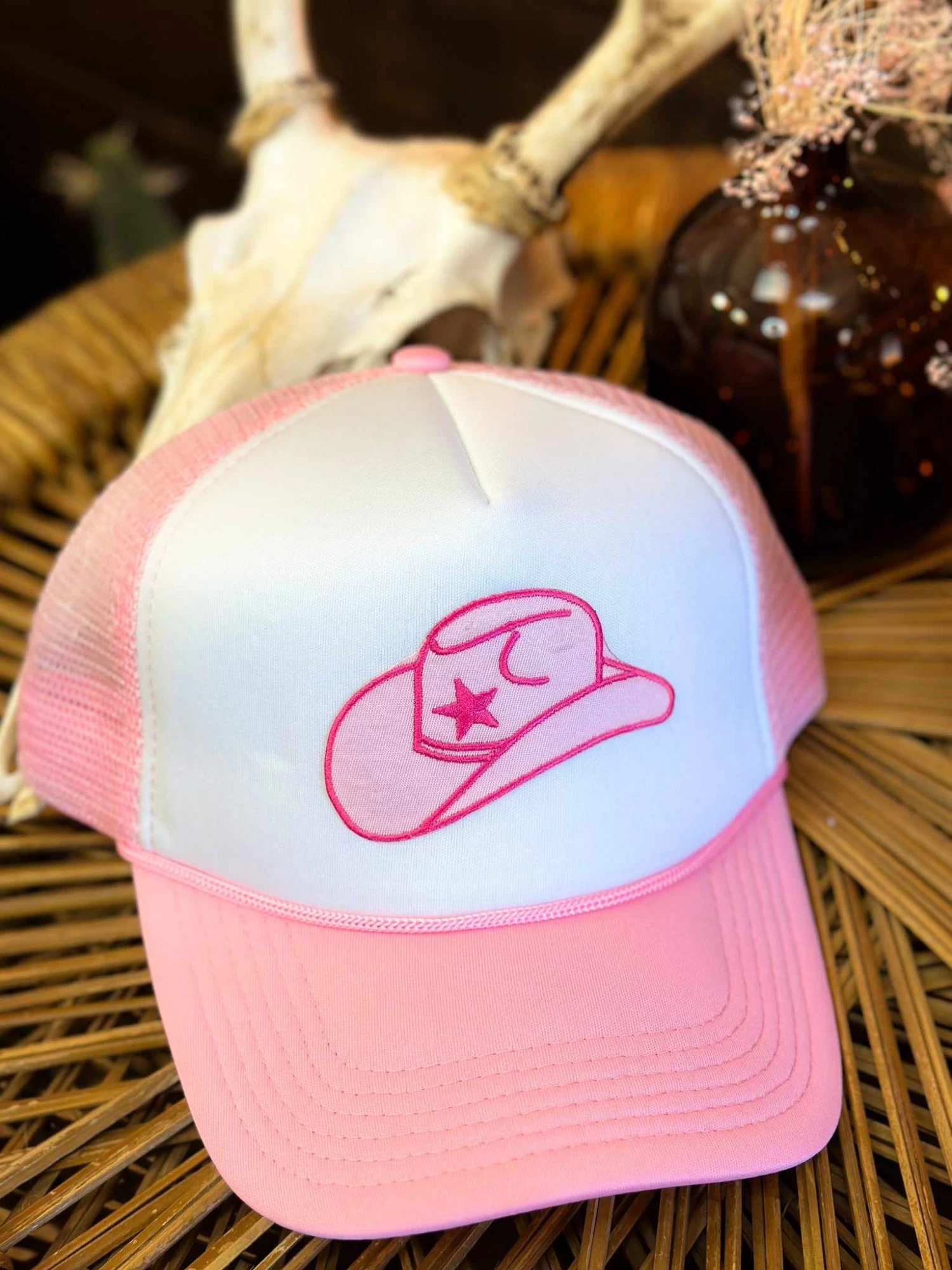 Pink Cowgirl Patch Trucker Hat 1 Pink Cowgirl Patch Trucker Hat
