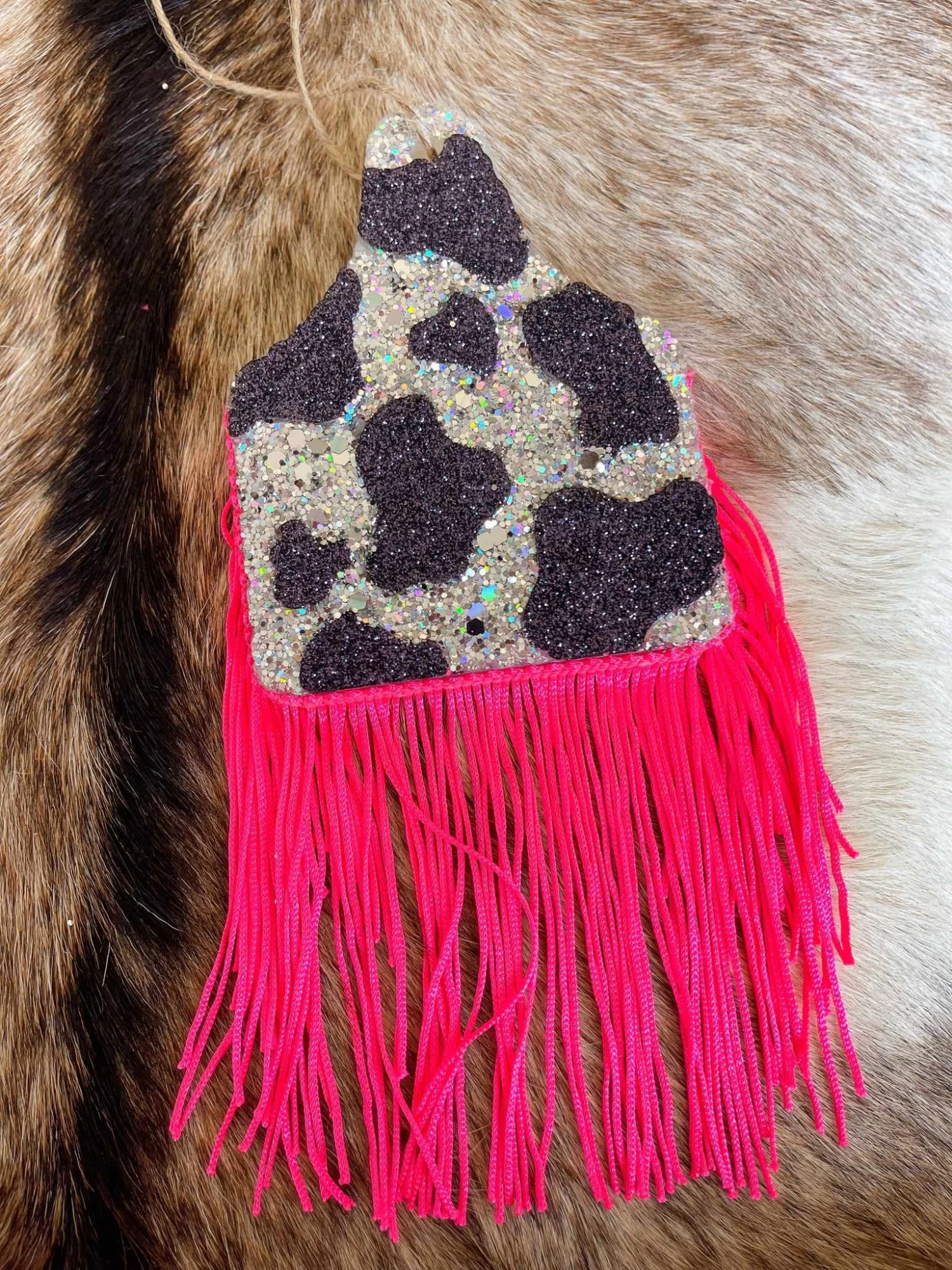 Neon Fringe Cow Tag Freshie 1 Neon Fringe Cow Tag Freshie