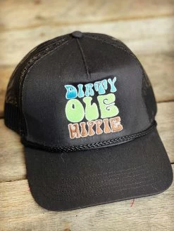 Dirty Ole Hippie Black Trucker Hat