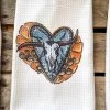 Crooked Horn And Heart Hand Towel