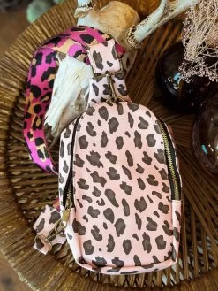 Premium On The Go Pink Leopard Sling Bag
