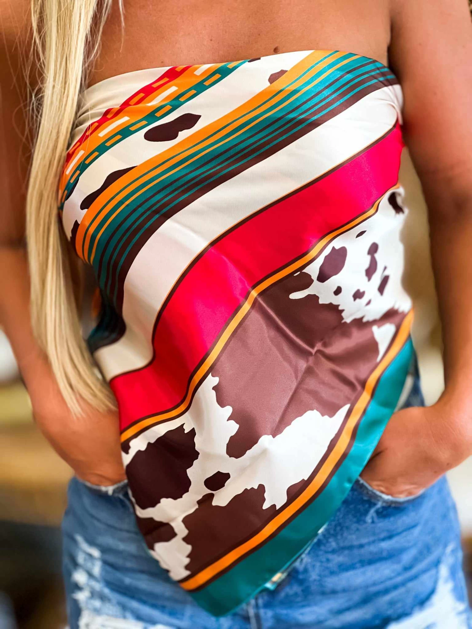 Conroe Cow Print Wild Rag 1 Conroe Cow Print Wild Rag