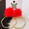 Hoop N Holler Gold Earrings - Red