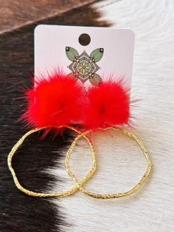 Hoop N Holler Gold Earrings - Red