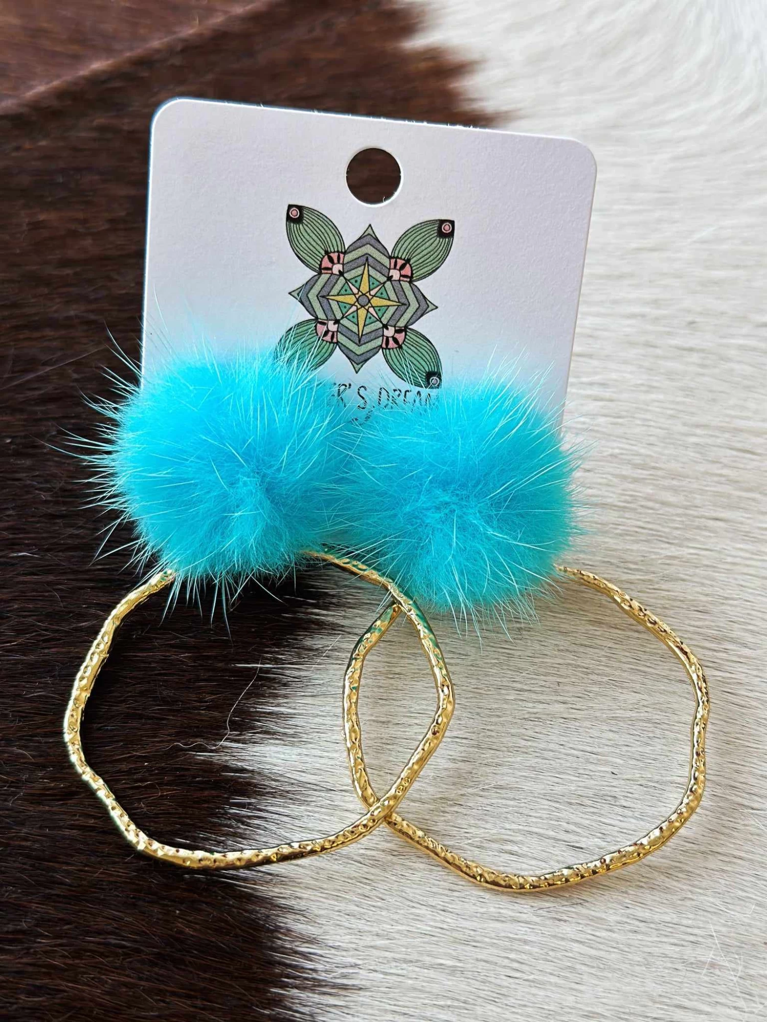 Hoop N Holler Gold Earrings - Blue 1 Hoop N Holler Gold Earrings - Blue