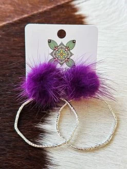 Hoop N Holler Silver Earrings - Plum