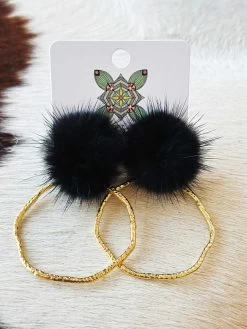 Hoop N Holler Gold Earrings - Black