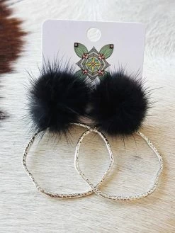 Hoop N Holler Silver Earrings - Black