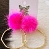 Hoop N Holler Gold Earrings - Hot Pink