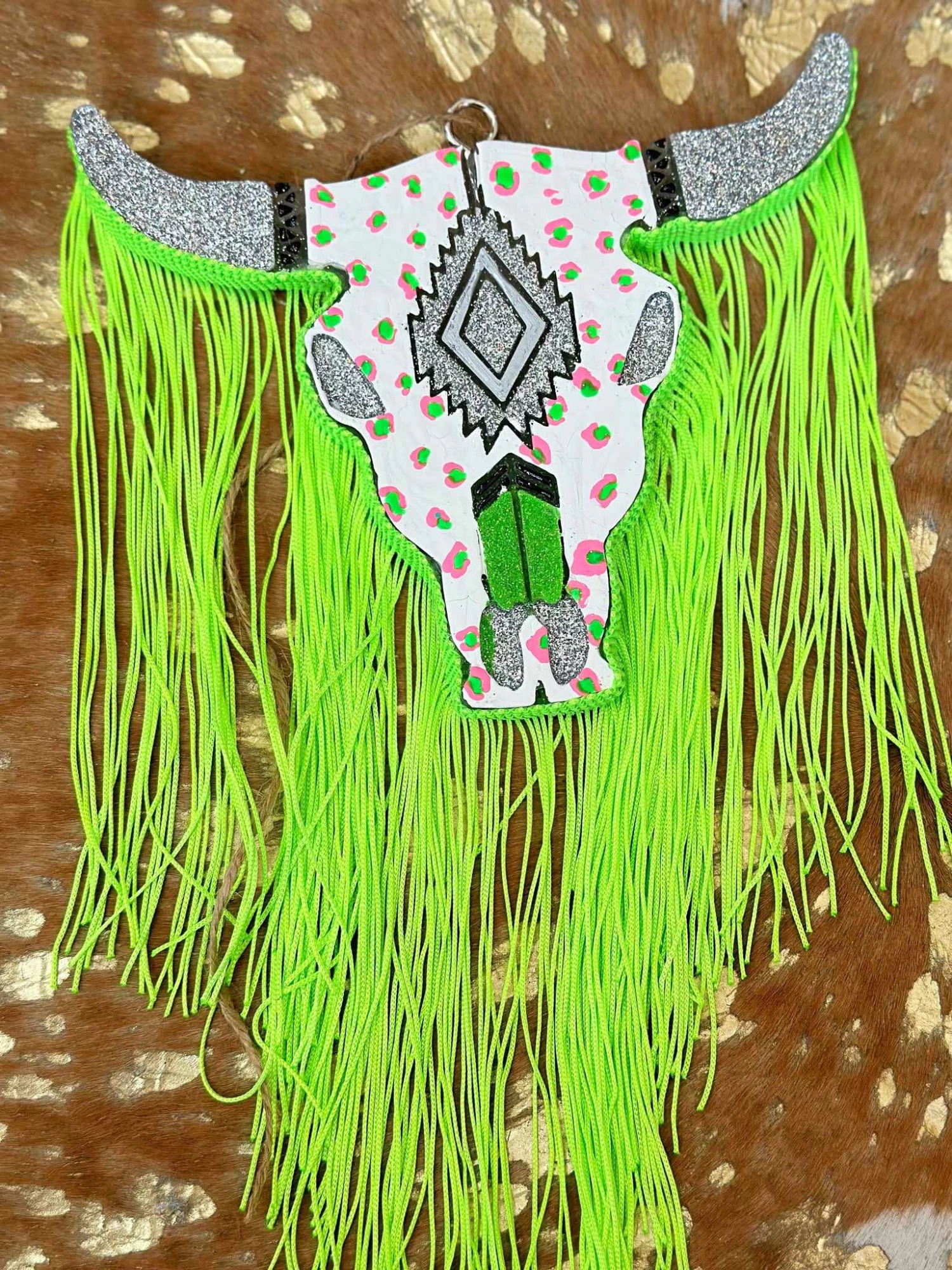 Silver Steer And Lime Fringe Freshie 1 Silver Steer And Lime Fringe Freshie