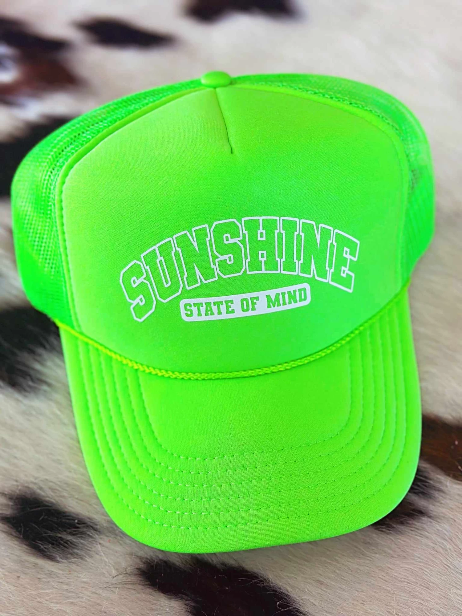 Sunshine State Of Mind Trucker Hat - Neon Green 1 Sunshine State Of Mind Trucker Hat - Neon Green
