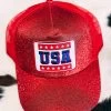 Retro USA Hat - Red Glitter