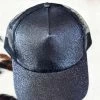 Glitter Vibes Ponytail Hat - Black