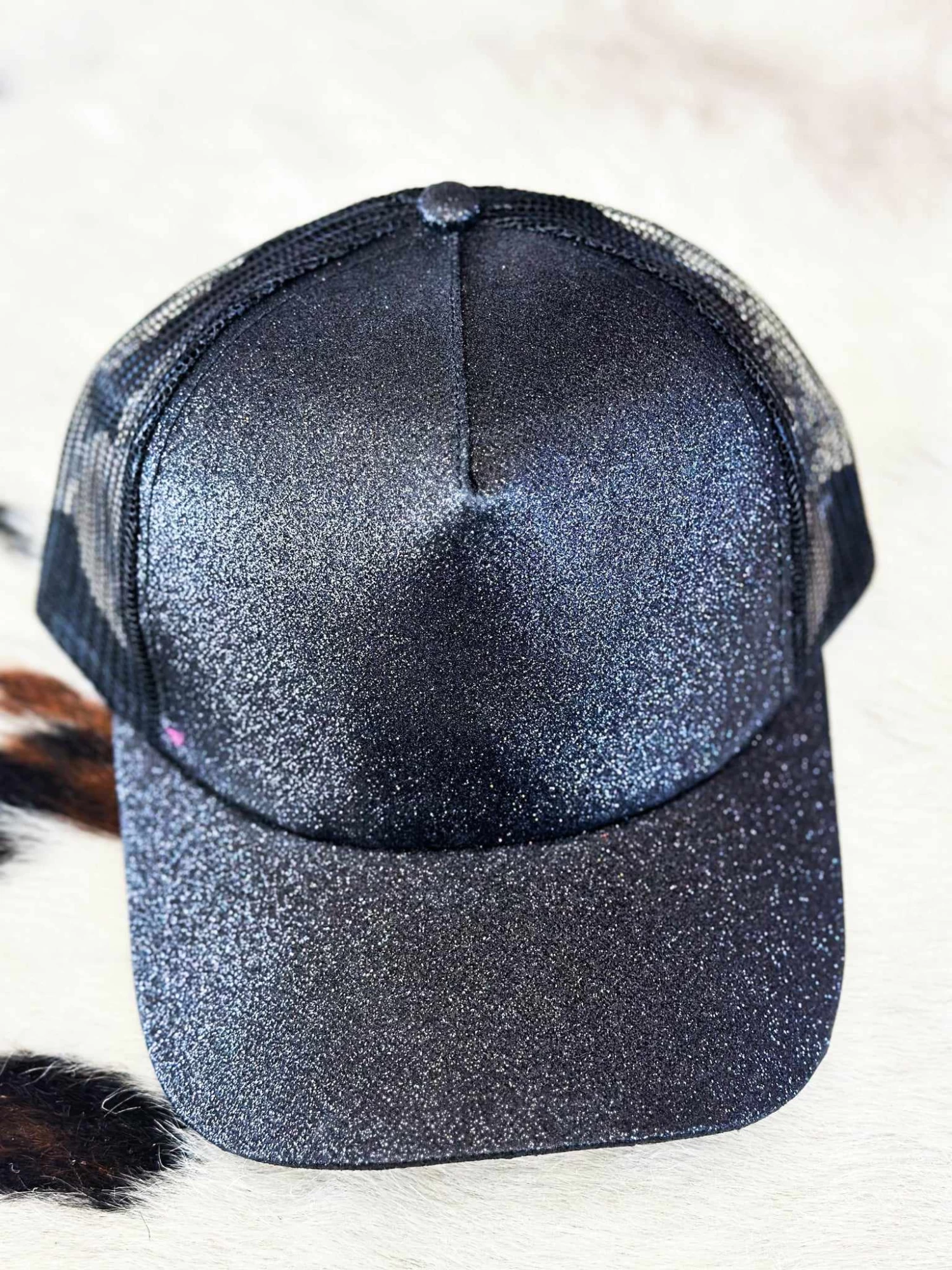 Glitter Vibes Ponytail Hat - Black 1 Glitter Vibes Ponytail Hat - Black